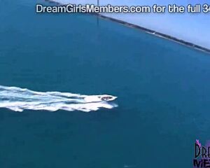 Three Hot Spring Breakers Go Naked Parasailing on Wild Boat.