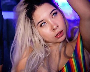 chubby blonde colombian teases her boyfriend's cock