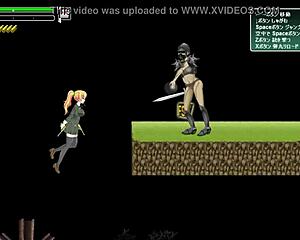 Hentai game features cute blonde girl in military action