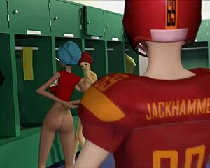 naughty teen cheerleader rides star quarterback's cock in locker room 3d cartoon