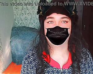 Hot sissy crossdresser flaunts big ass on webcam