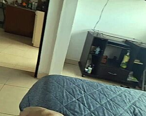 Maid in tight shorts seduces with every move