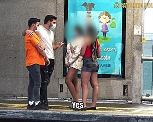 Bus stop stumble leads to wild foursome and ripped clothes