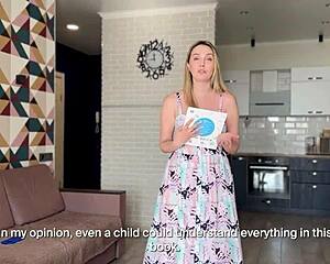 Stepmother helps stepson with his homework and pleasure