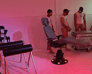 good looking milf satisfies four guys at once 😏