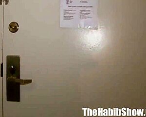 Petite portia strips for ron jeremy's big black cock