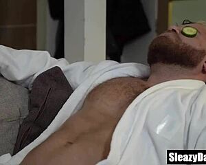 Gay stepson massages stepdad before intense encounter