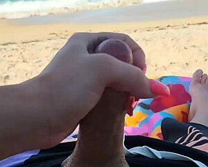 Public beach holiday turns into a big cock exhibition