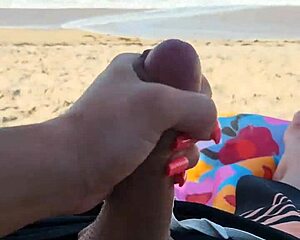 Public beach holiday turns into a big cock exhibition