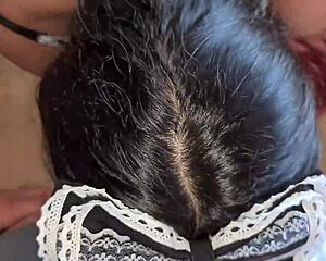 Young maid, needy from QUARANTINE, gives ASS for money after cleaning room