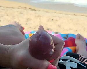 Public beach holiday turns into a big cock exhibition