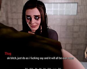 Milf in corset and fishnets gives rough blowjob doggystyle in public toilet