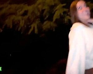 A young gay teen searches for a public outdoor spot to perform a blowjob.