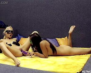 Yo, these cosplay babes are wild with a double dildo today!
