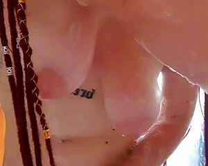 Natural tits and legs of an amateur in a shower solo pleasure scene with unlimited orgasms
