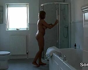 Unfaithful british milf lady sonia flashes enormous tits in wedding lingerie