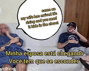 wife rests blindfolded with friend in closet