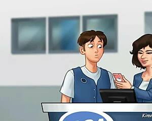 Damn! Summertime Saga Manager’s Daughter Sucked Me Off Behind the Desk at Work - Kimmytoons!