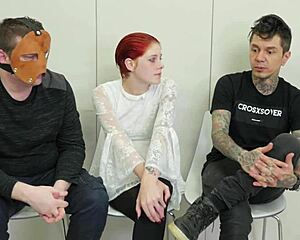 A BDSM video with a bound woman who is gagged and teased with toys