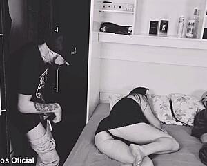 wife rests blindfolded with friend in closet