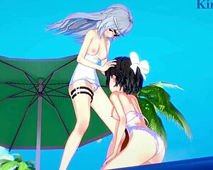 miku kohinata and laura bodewig in lesbian hentai play