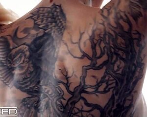 Wicked tattooed babe gets slammed hard by monster cock