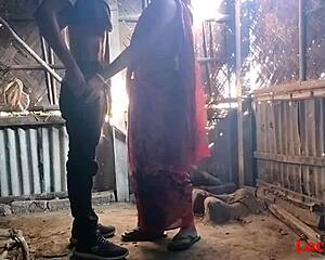 Red Saree Wife Gives OUTDOOR BLOWJOB