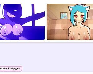 Camgirl masturbates while staring at exposed big tits