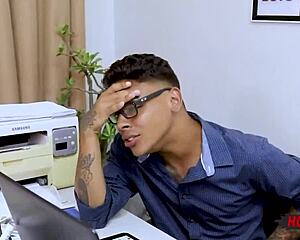 Young tattooed gay teen fucks boss in anal POV