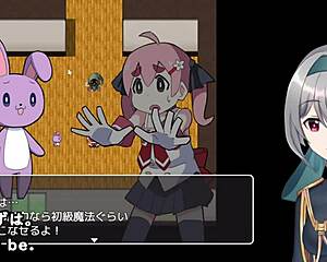 Small-titted Magic Girl Akari in crossdressing hentai game