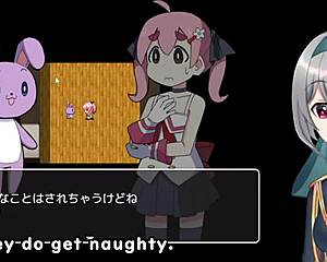 Feeling the magic in Akari's trial, crossdressing with small tits in this hentai game.