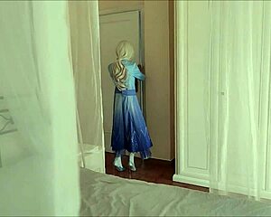 elsa isn't frozen when stripping and sucking big tits