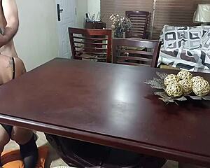 Stepmom INSISTS on FUCKING while Daddy WORKS