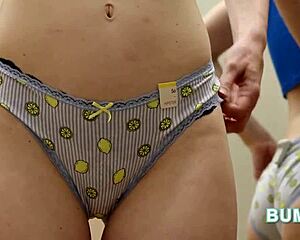 Sexy teen in lingerie shows panties and ass intensely