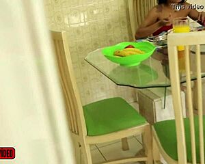 yo, check how my stepdad films me eating lunch with no panties on