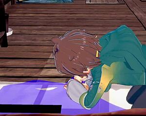 Konosuba Yaoi - Kazuma Gets Blowjob With Cum in Mouth in Japanese Anime Gay Scene