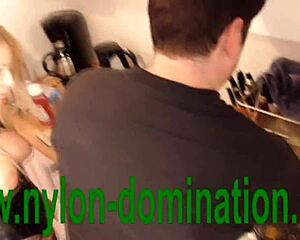 Femdom and foot fetish in a hot role play game