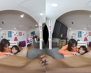 VR dorm room fun with trimmed pussies and wild sex