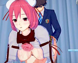 rubbing big tits of touhou kasen in 3d cg hentai game