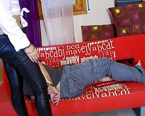 Is this blonde getting dominated in deep throat?