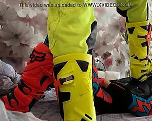 Gay motocross scene with boots and gear fetish