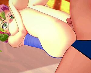 quitandole la toalla a mitsuri kanroji para follarla