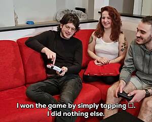 stepsister bangs brother’s best friend while he games. squirt at 10:35!