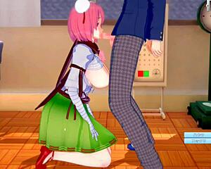 rubbing big tits of touhou kasen in 3d cg hentai game