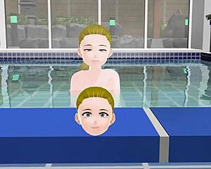 did the anime woman bathe in the japanese public bath?