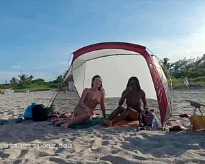 Uh, givin’ double handjob on beach, so crazy, ya know! Felt wild out there.