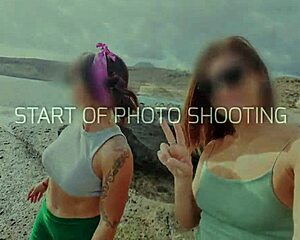 during my beach trip, i caught two girls flashing for a hot handjob in parking