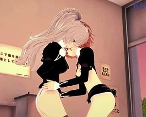 Shizuma Hanazono and Nagisa Aoi in Steamy Lesbian Action - Strawberry Panic Hentai 🔥