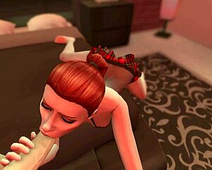 Step sis on her knees for a hardcore facial treatment