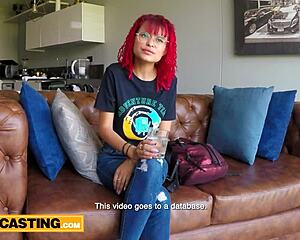 Petite latina redhead pounded doggystyle by casting agent's big cock